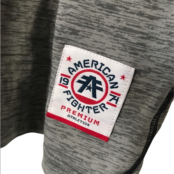 American Fighter, short sleeve t-shirt. Gray, red, navy in color. Size medium - Picture 3 of 4